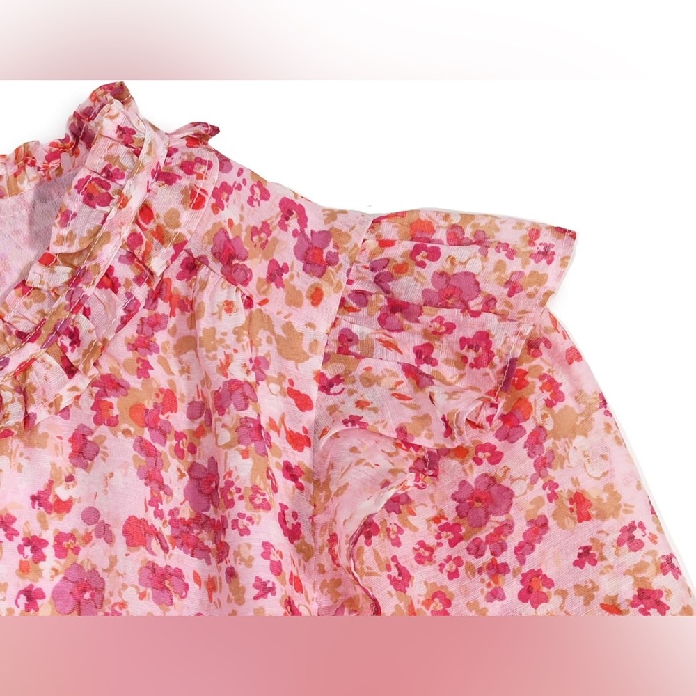 J Crew Women’s Ruffle Collar Floral Blouse (L) - Picture 3 of 7